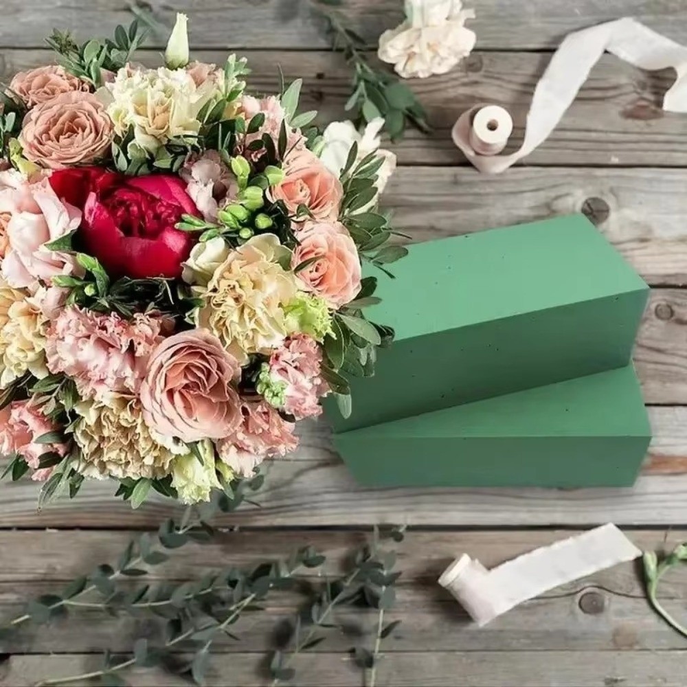 Bouquet Holder Foam - Green Flower Arrangement Foam Rectangle Shape