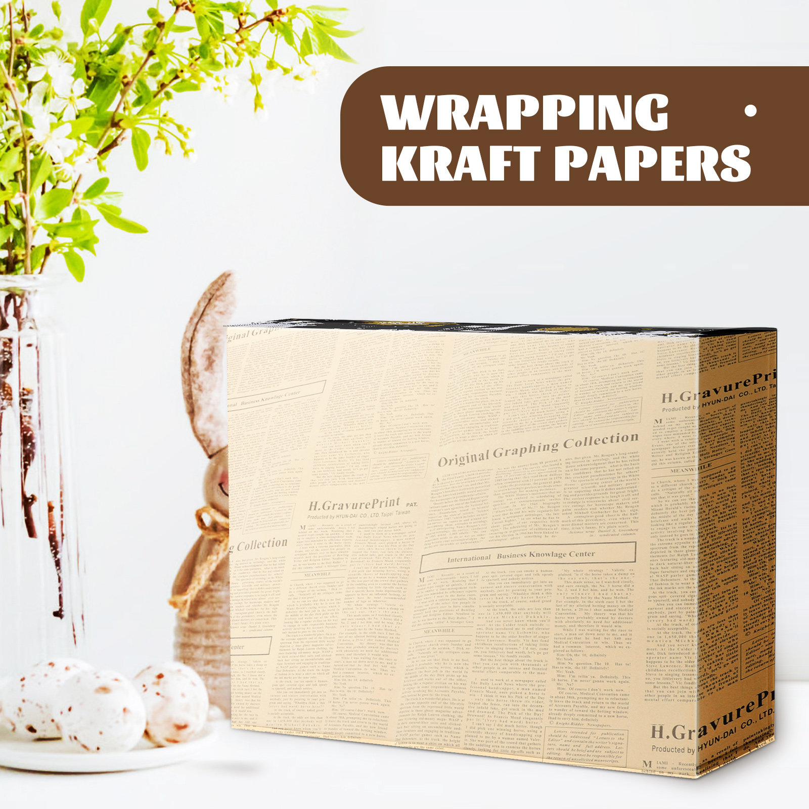 20Pcs Newspaper Pattern Kraft  - Flower Wrap Kraft ulasan dan harga