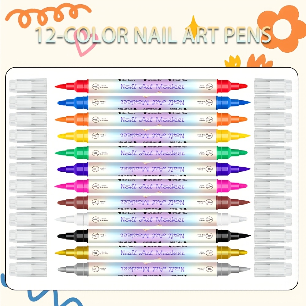 12 Colors Nail Art Pen Set 24  - Copic Marker Sketch ulasan dan harga