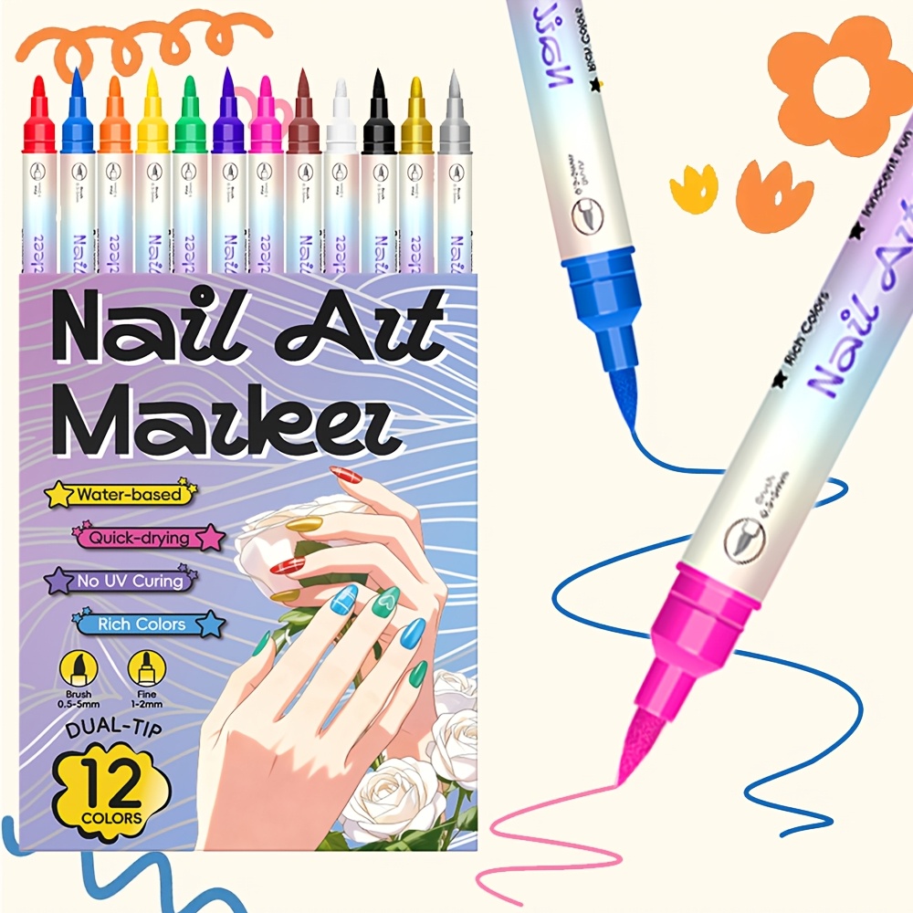 12 Colors Nail Art Pen Set 24  - Copic Marker Sketch ulasan dan harga