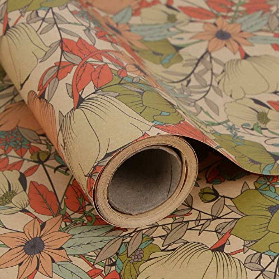 Kraft Floral Wrappg Paper Roll - Flower Wrap Kraft ulasan dan harga