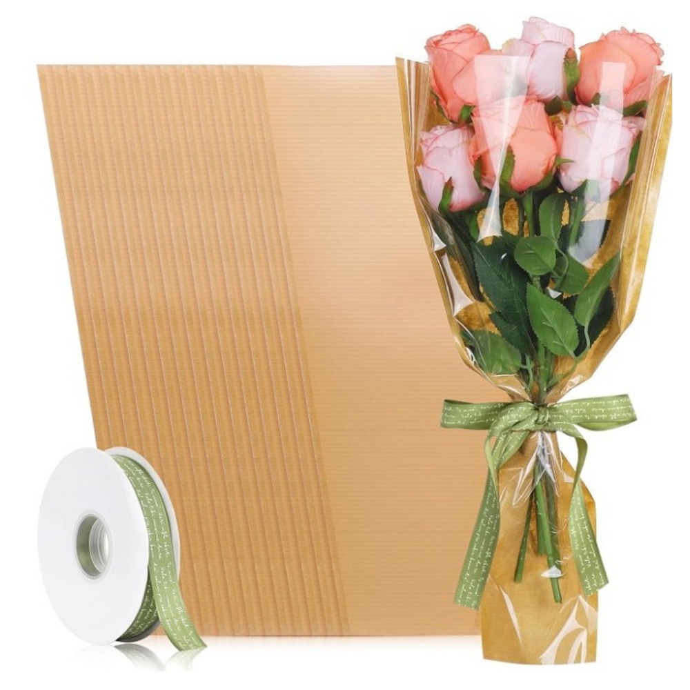 50Pcs Light coffee Flower Wrap - Flower Wrap Kraft ulasan dan harga
