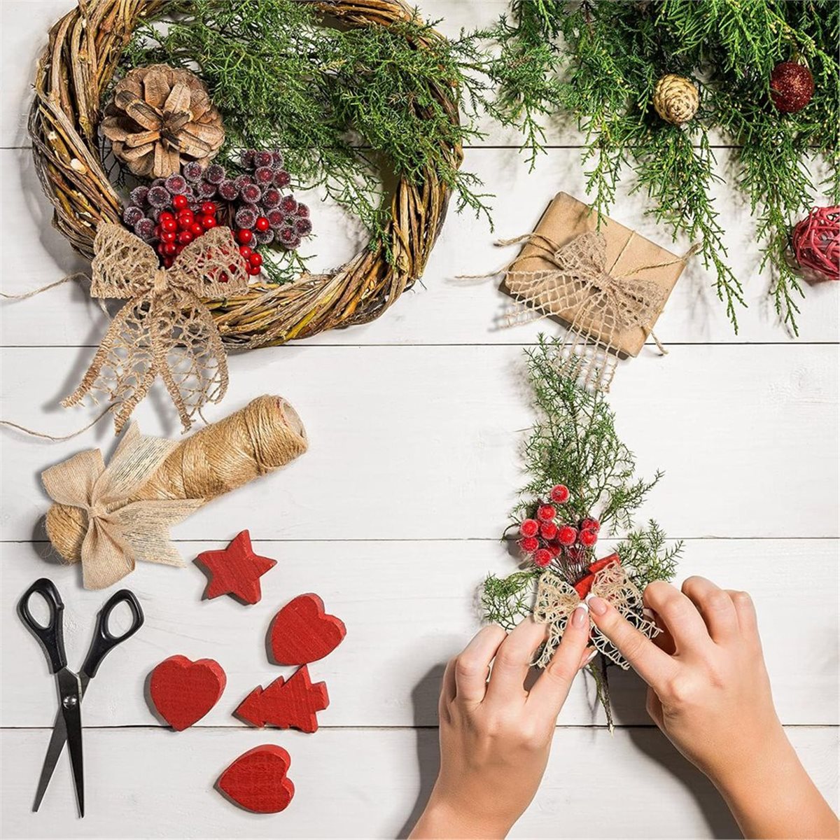 5 Rolls 13ft Burlap Ribbon Wir - Twine Jute Natural ulasan dan harga