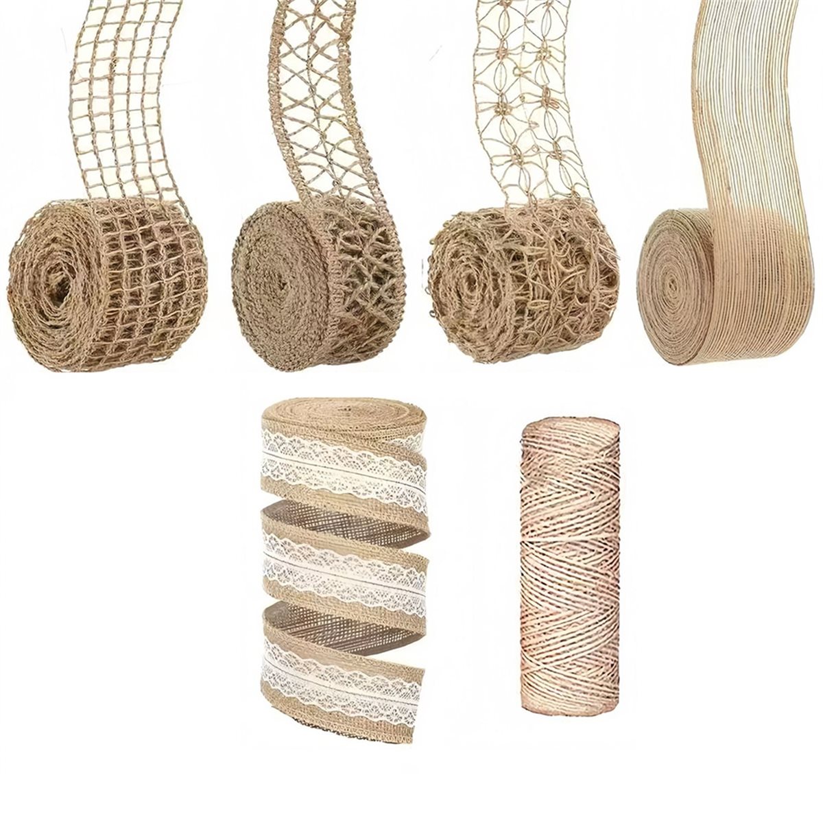 5 Rolls 13ft Burlap Ribbon Wir - Twine Jute Natural ulasan dan harga